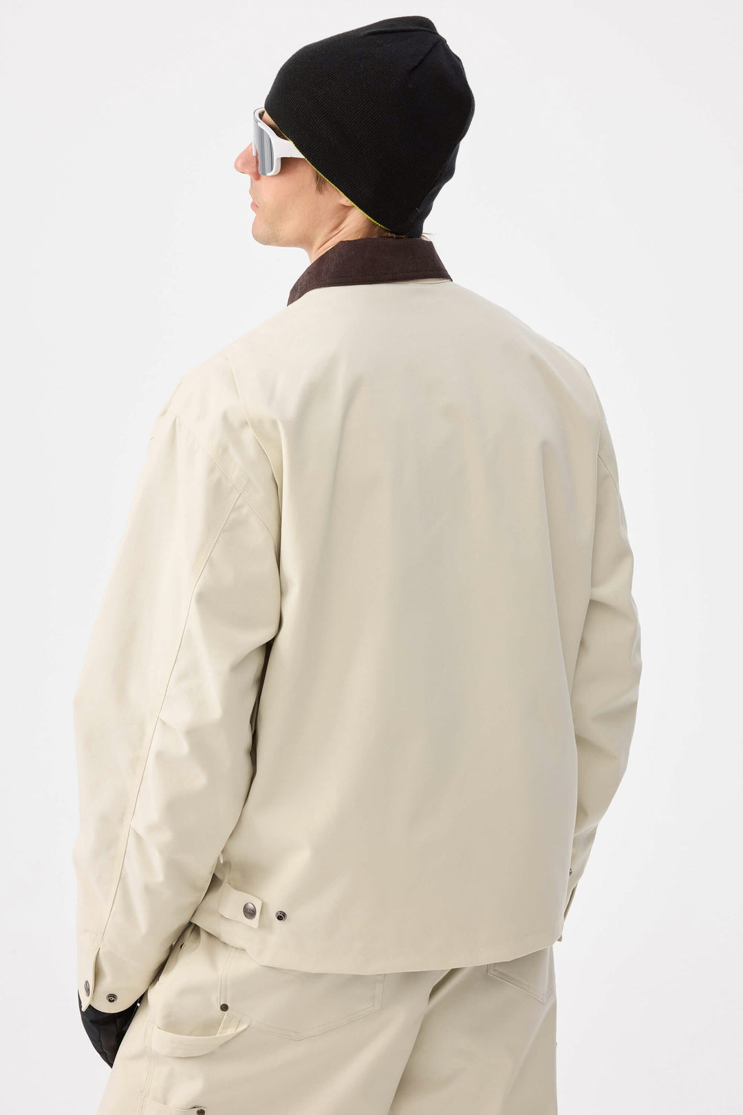 Heren Off White Boxy Modern Barn Corduroy-kraag sneeuwjack