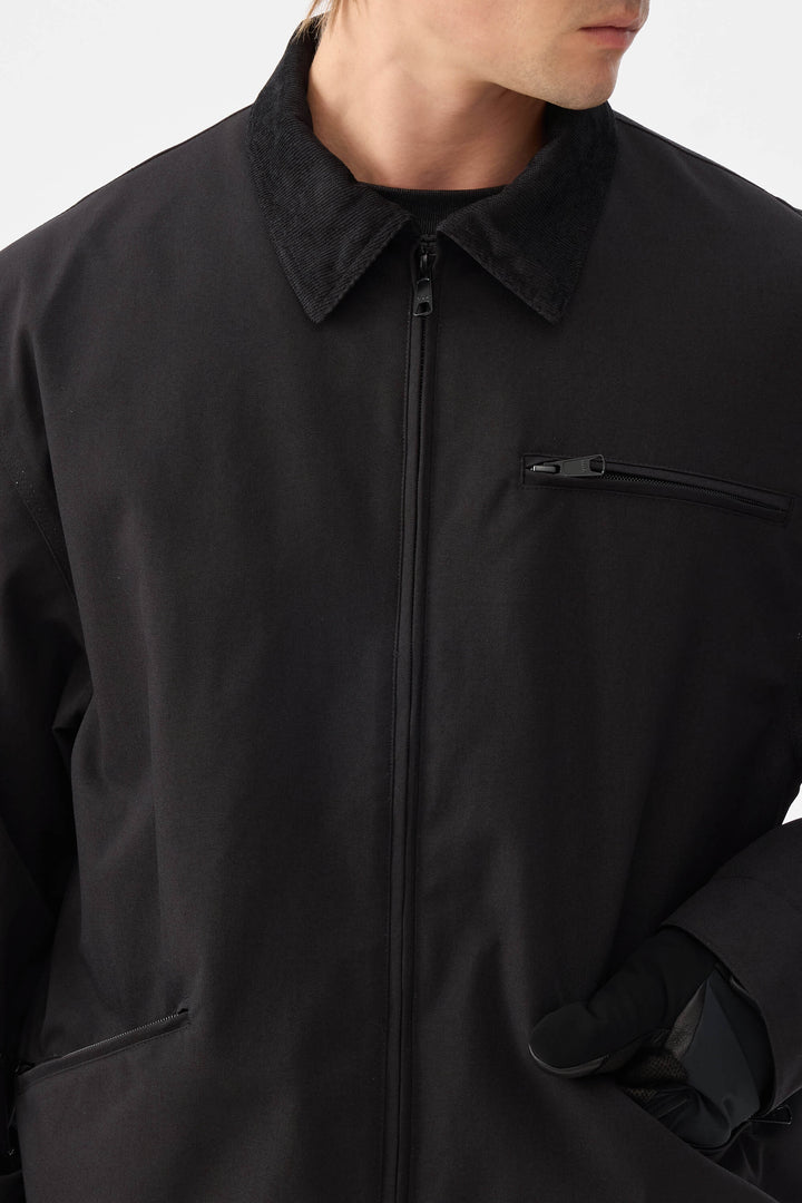 Heren zwarte, moderne Barn Corduroy-kraag sneeuwjas