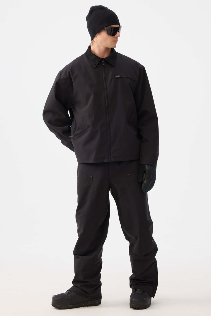 Heren zwarte, moderne Barn Corduroy-kraag sneeuwjas