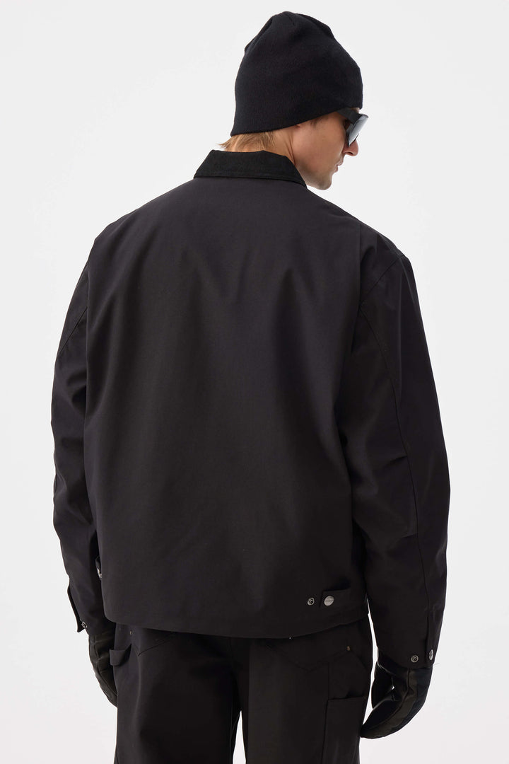 Heren zwarte, moderne Barn Corduroy-kraag sneeuwjas