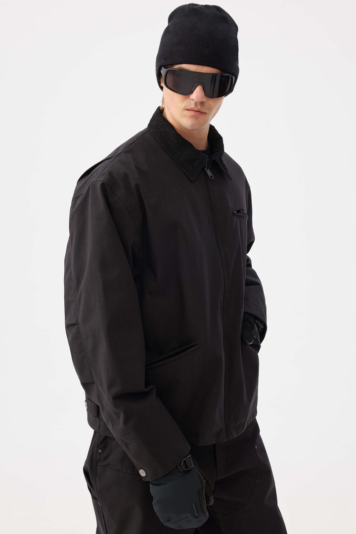 Heren zwarte, moderne Barn Corduroy-kraag sneeuwjas