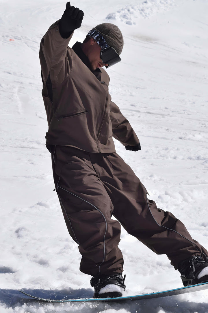 Pánské kalhoty s reflexním pasováním v retro barvě kávy