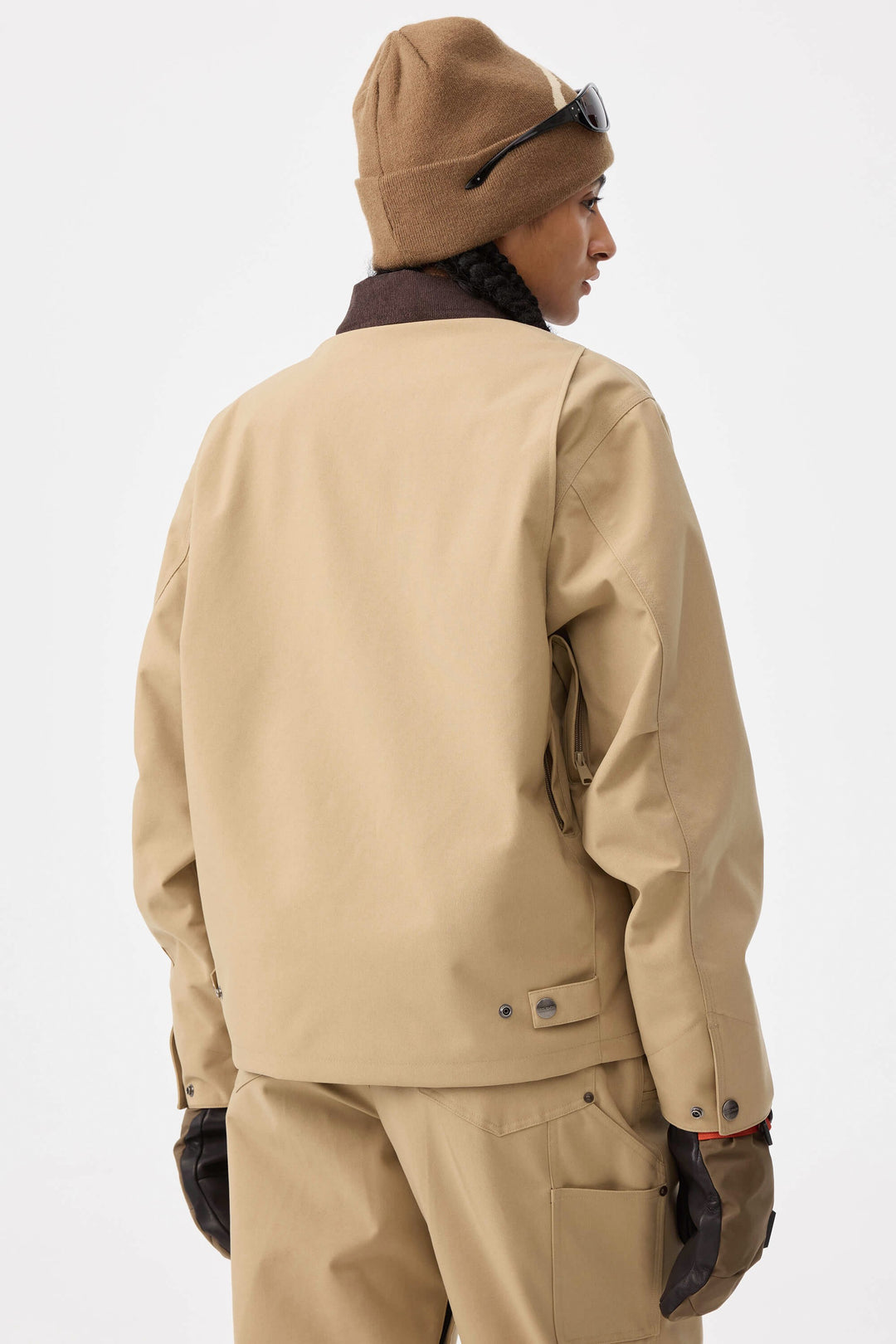Women's Khaki Boxy Modern Barn Corduroy-Collar Snow Jacket