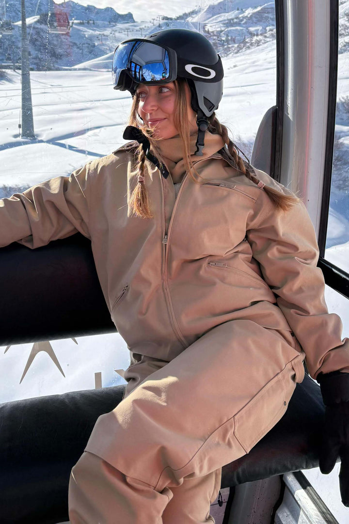 Women's Off White Boxy Modern Barn Corduroy-Collar Snow Jacket