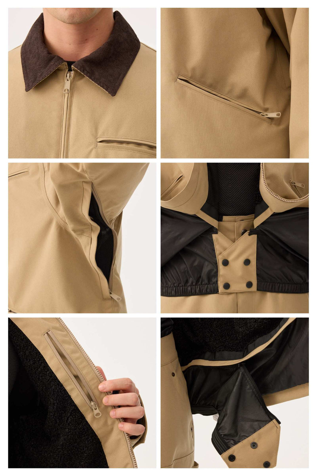 Women's Khaki Boxy Modern Barn Corduroy-Collar Snow Jacket