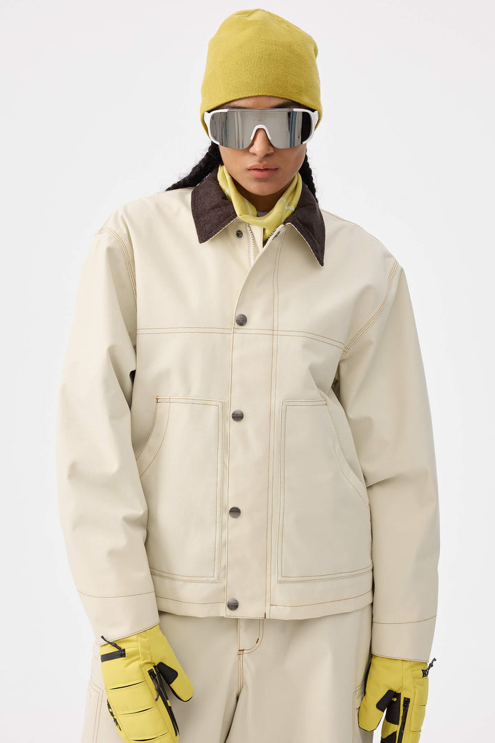 Damska kurtka śnieżna w kolorze czarnym, pudełkowa, robocza Heritage, z kontrastowymi przeszyciami