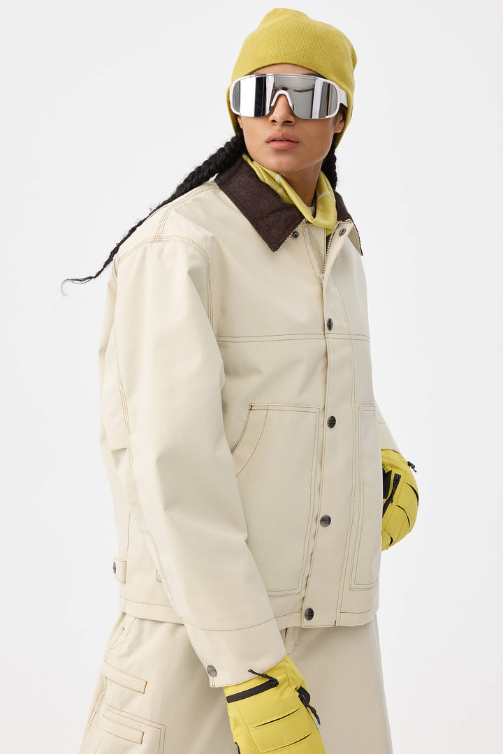 Off-White Boxy Workwear Heritage Damen-Skijacke mit Kontrastnähten