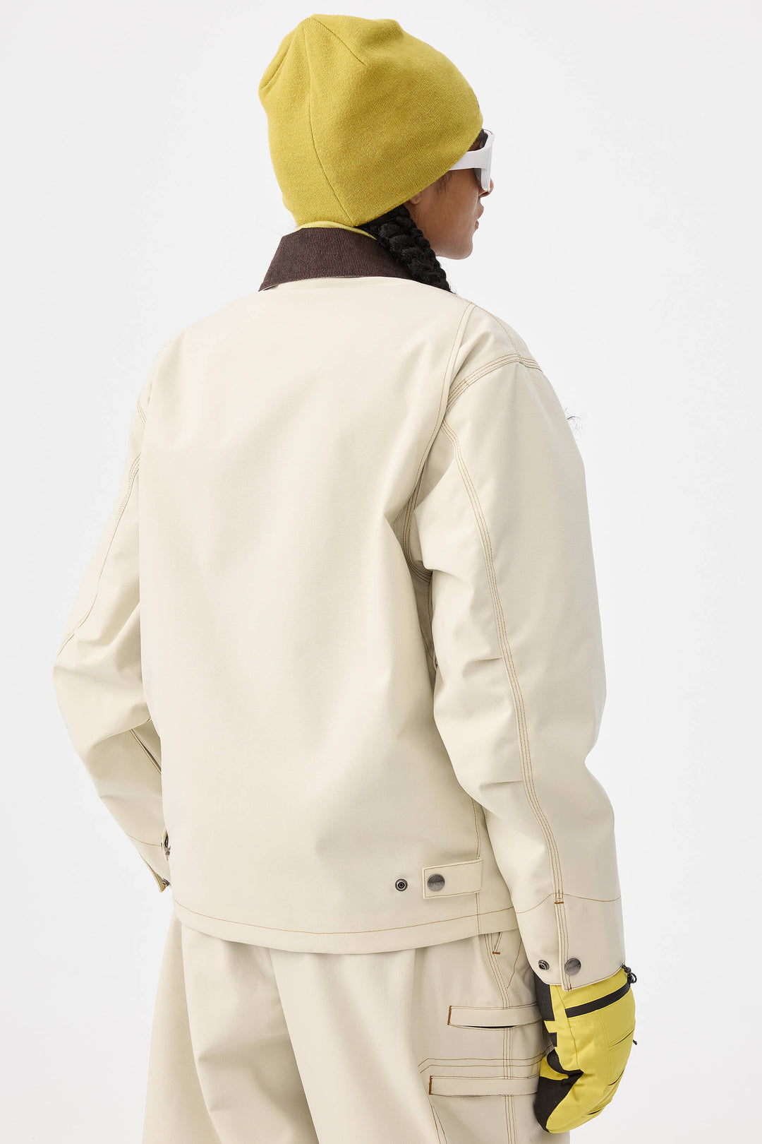 Off-White Boxy Workwear Heritage Damen-Skijacke mit Kontrastnähten