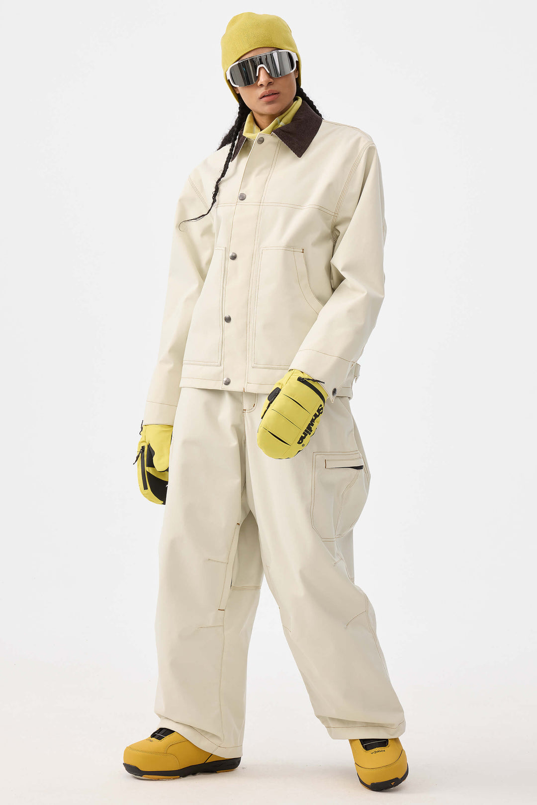 Damska kurtka śnieżna w kolorze czarnym, pudełkowa, robocza Heritage, z kontrastowymi przeszyciami