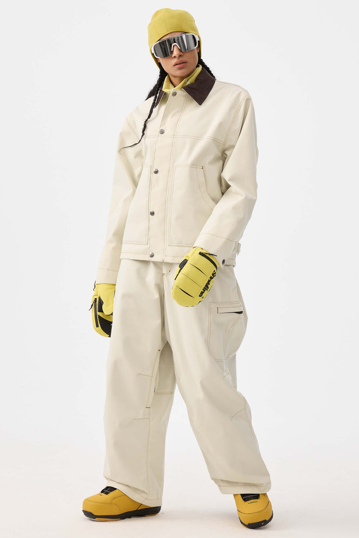 Damska kurtka śnieżna w kolorze czarnym, pudełkowa, robocza Heritage, z kontrastowymi przeszyciami