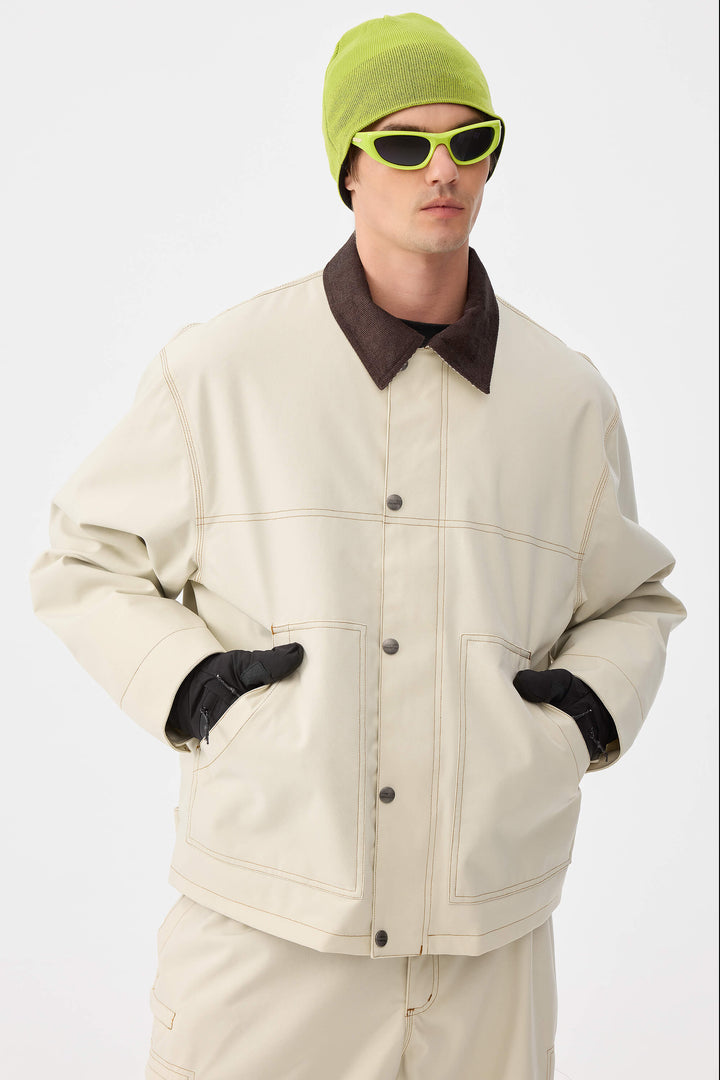 Herre Off White Boxy Workwear Heritage vinterjakke med kontrastsyninger