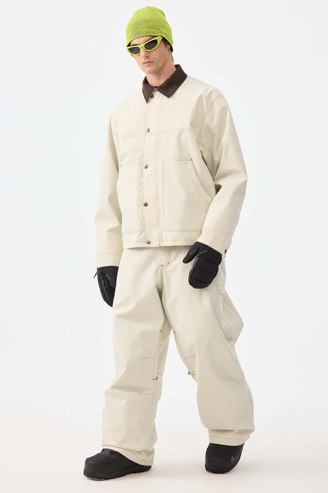Herre Off White Boxy Workwear Heritage vinterjakke med kontrastsyninger