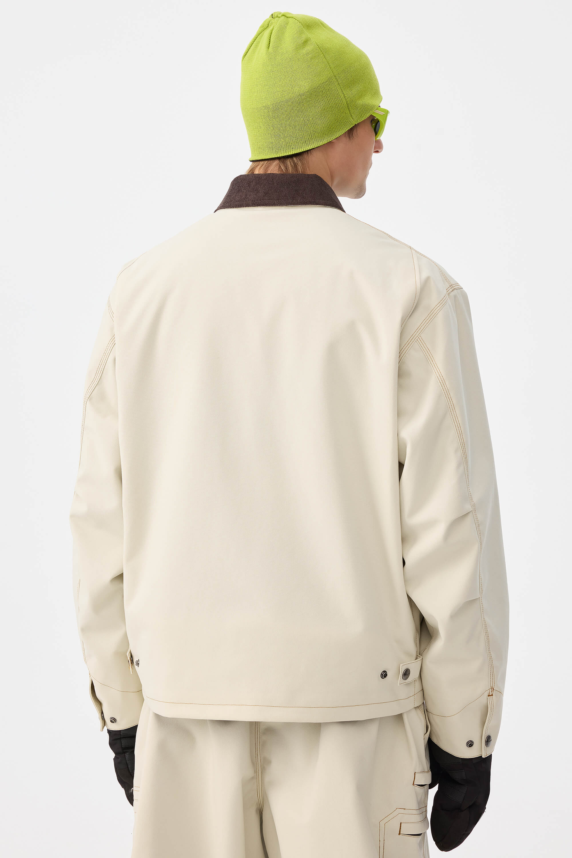 Men's Off White Boxy Workwear Heritage Contrast Stitching Snow