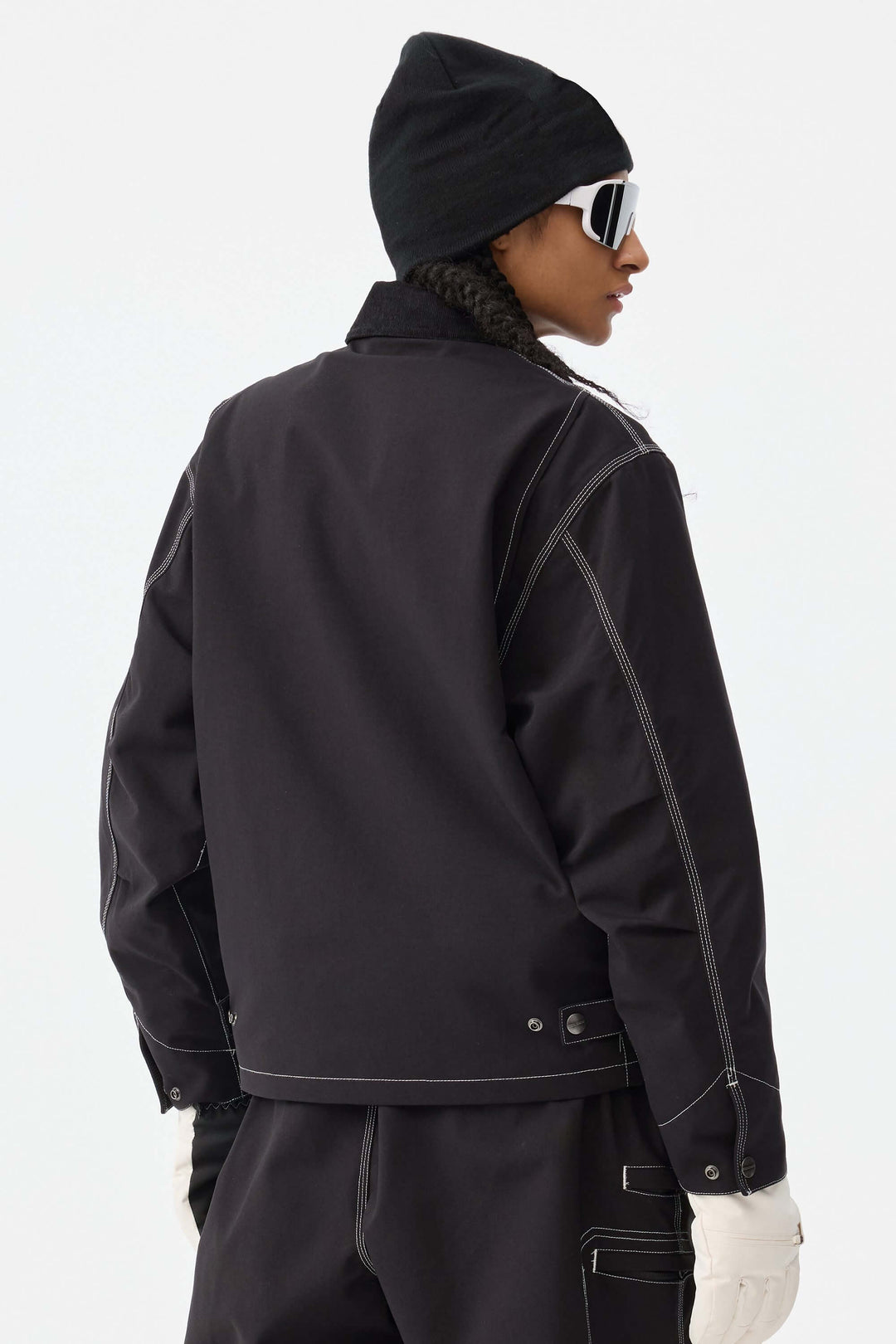 Damska kurtka śnieżna w kolorze czarnym, pudełkowa, robocza Heritage, z kontrastowymi przeszyciami