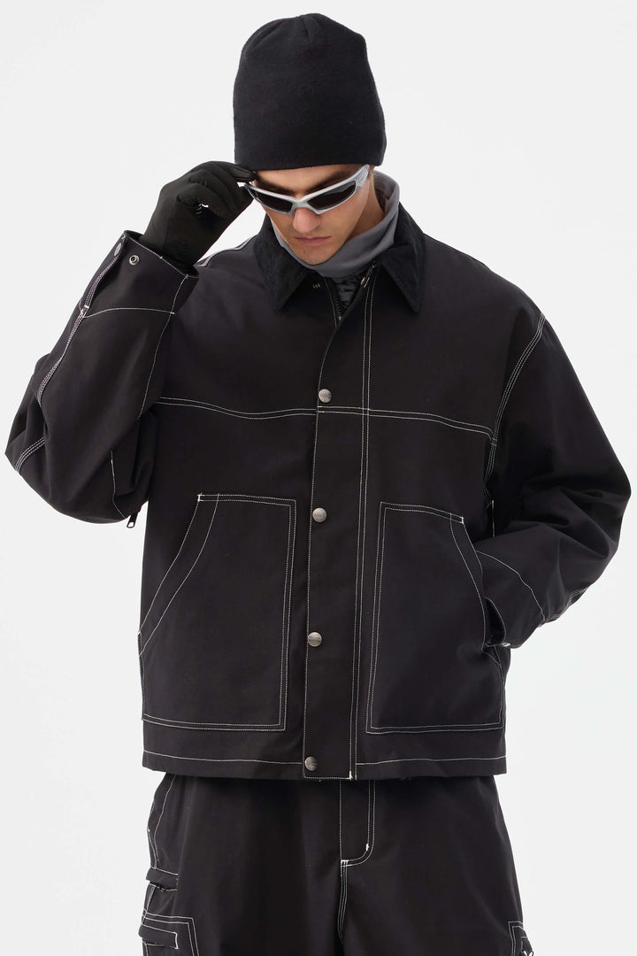 Herre Off White Boxy Workwear Heritage vinterjakke med kontrastsyninger