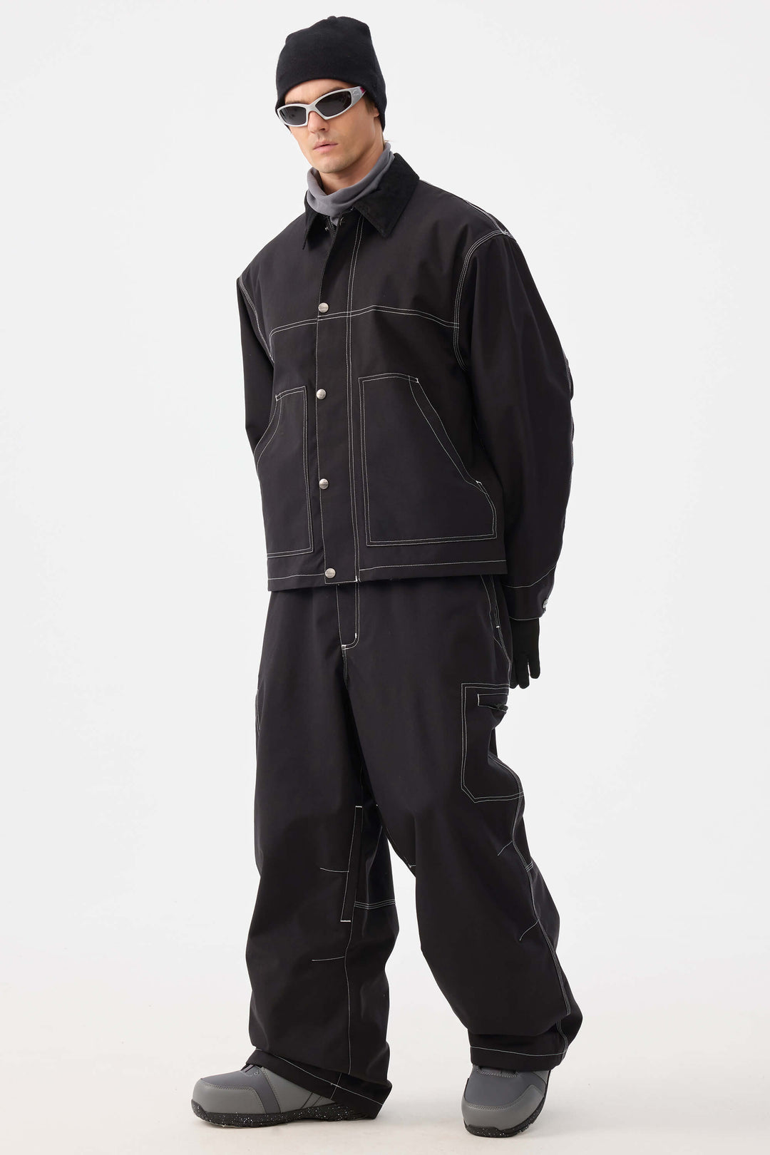 Herre Off White Boxy Workwear Heritage vinterjakke med kontrastsyninger