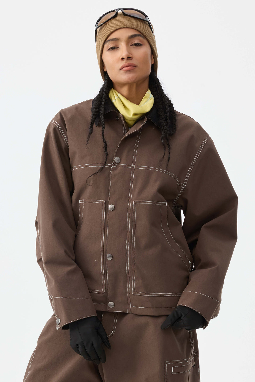 Damen-Skijacke im kastenförmigen Look mit Kontrastnähten