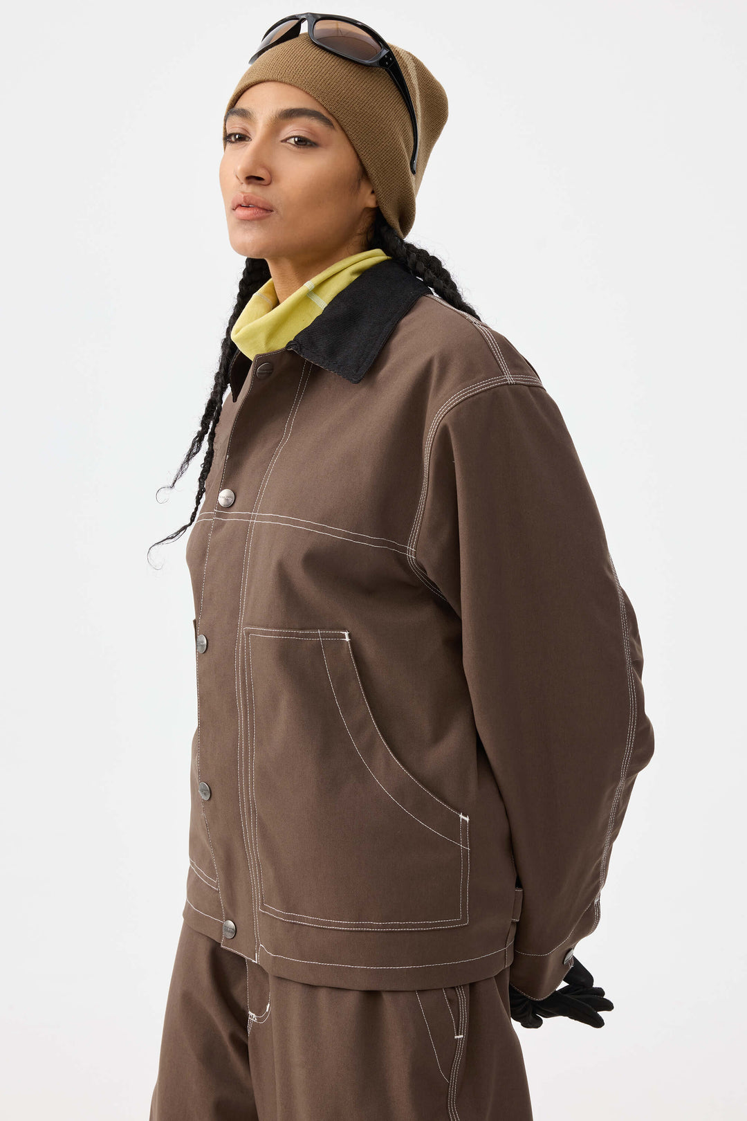 Damen-Skijacke im kastenförmigen Look mit Kontrastnähten