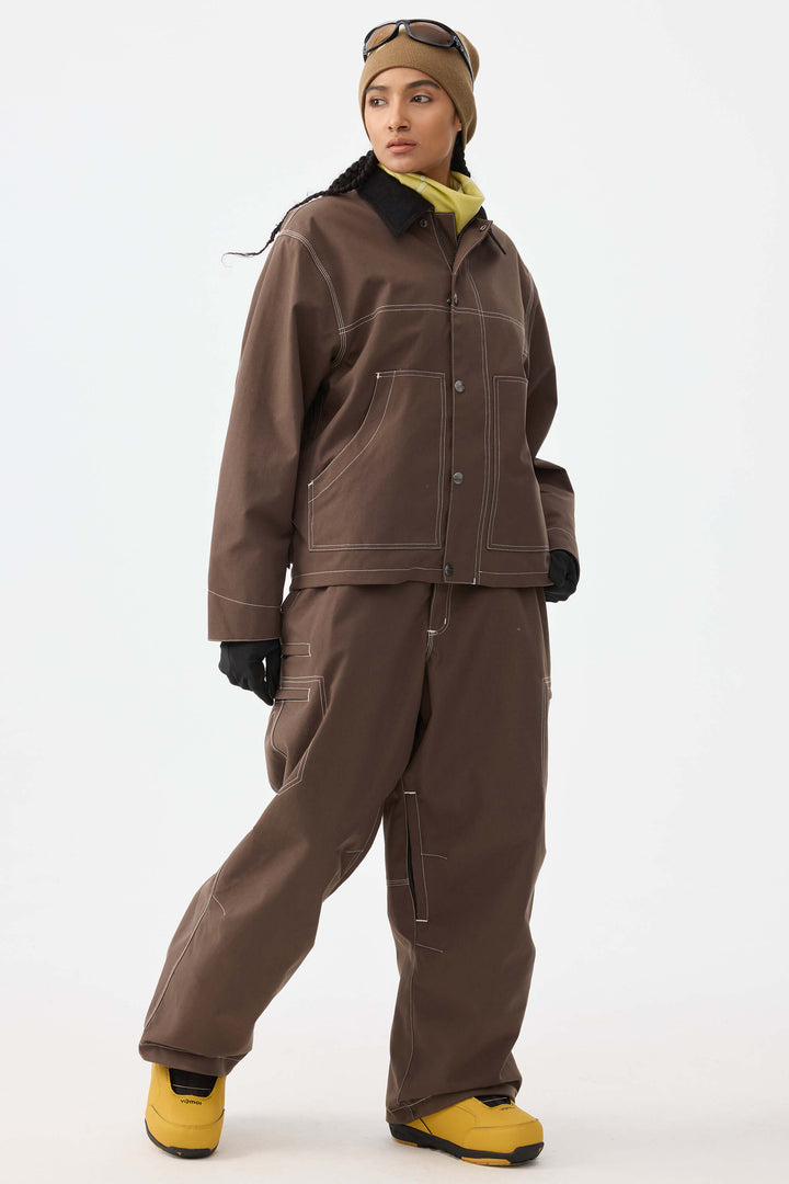 Damska kurtka śnieżna w kolorze czarnym, pudełkowa, robocza Heritage, z kontrastowymi przeszyciami