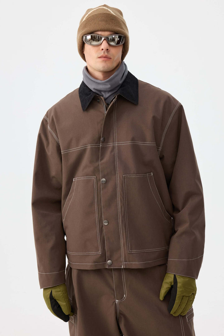 Herre Off White Boxy Workwear Heritage vinterjakke med kontrastsyninger