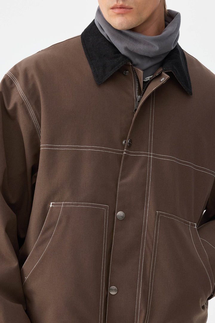 Heren Coffee Boxy Workwear Heritage Contrasterende Stiksels Sneeuwjack