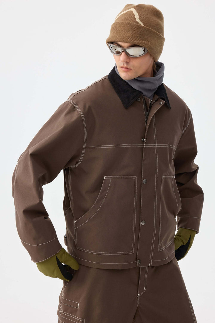 Heren Coffee Boxy Workwear Heritage Contrasterende Stiksels Sneeuwjack