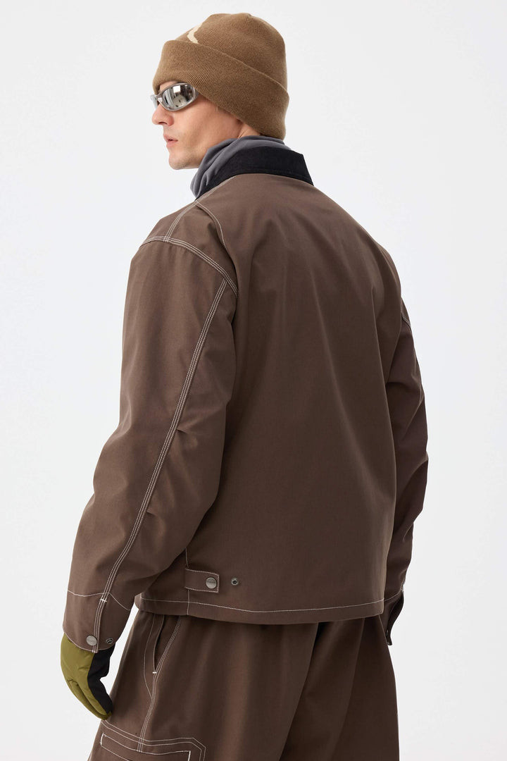 Heren Coffee Boxy Workwear Heritage Contrasterende Stiksels Sneeuwjack