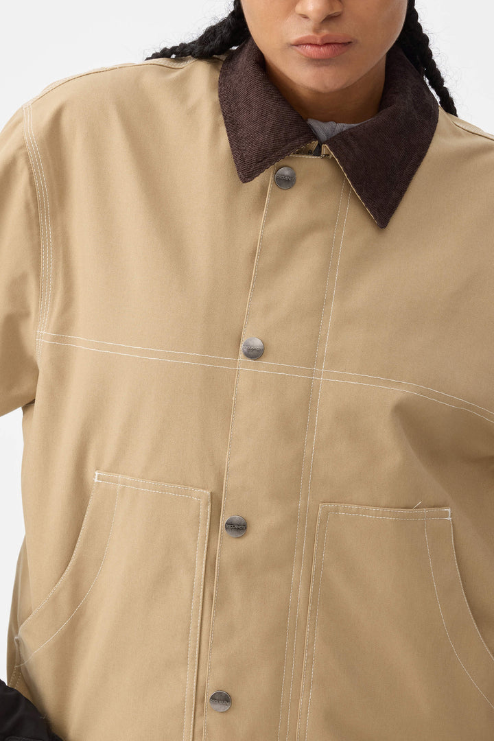 Khaki Boxy Workwear Heritage sneeuwjack met contrasterende stiksels voor dames