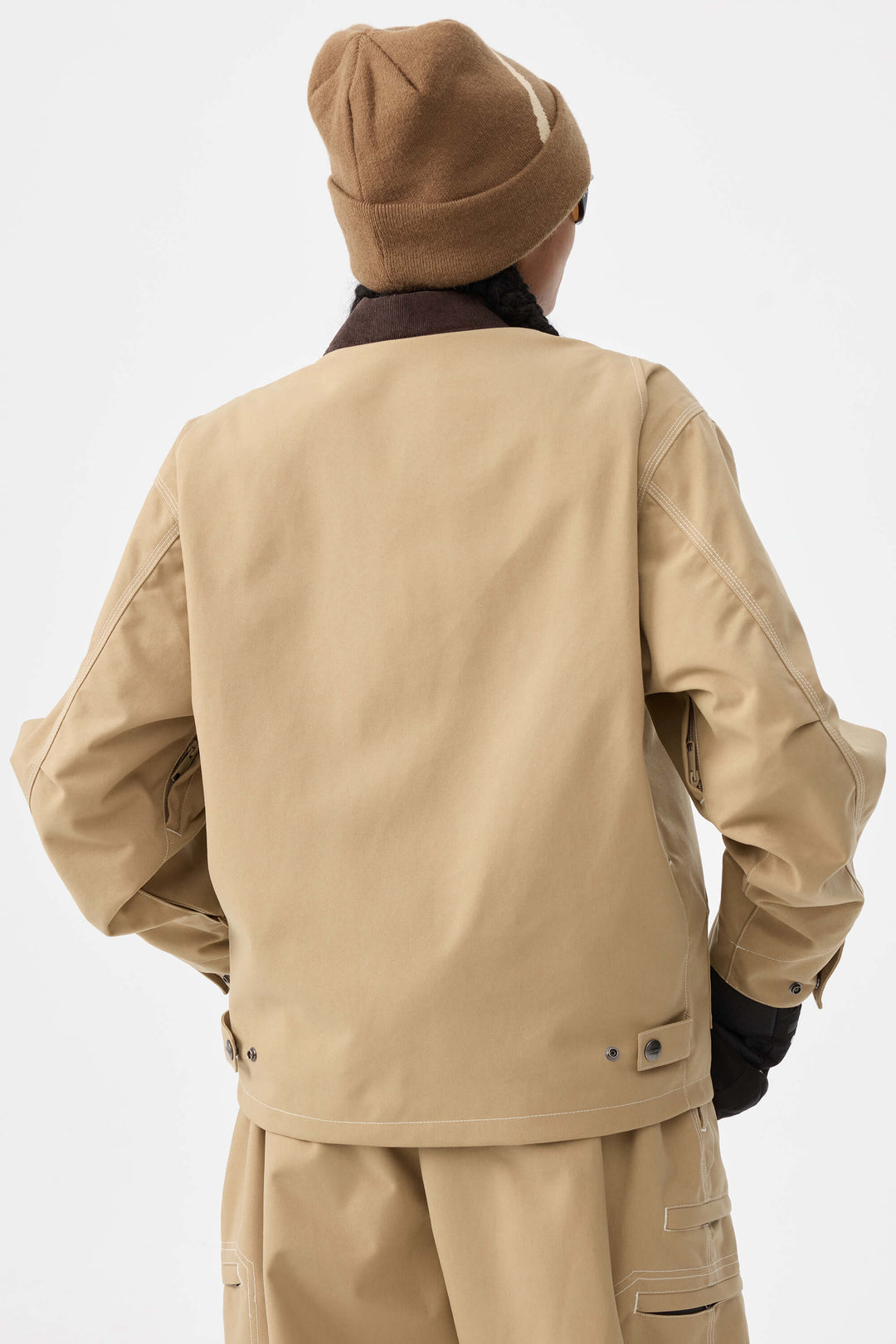 Khaki Boxy Workwear Heritage sneeuwjack met contrasterende stiksels voor dames