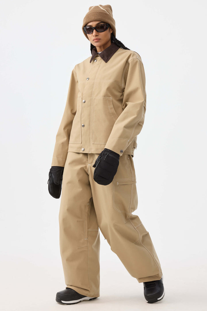 Damska kurtka śnieżna w kolorze czarnym, pudełkowa, robocza Heritage, z kontrastowymi przeszyciami