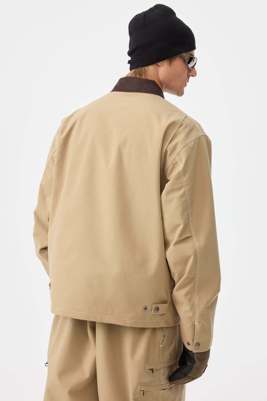 Men's Khaki Boxy Workwear Heritage Contrast Stitching Snow Jacket