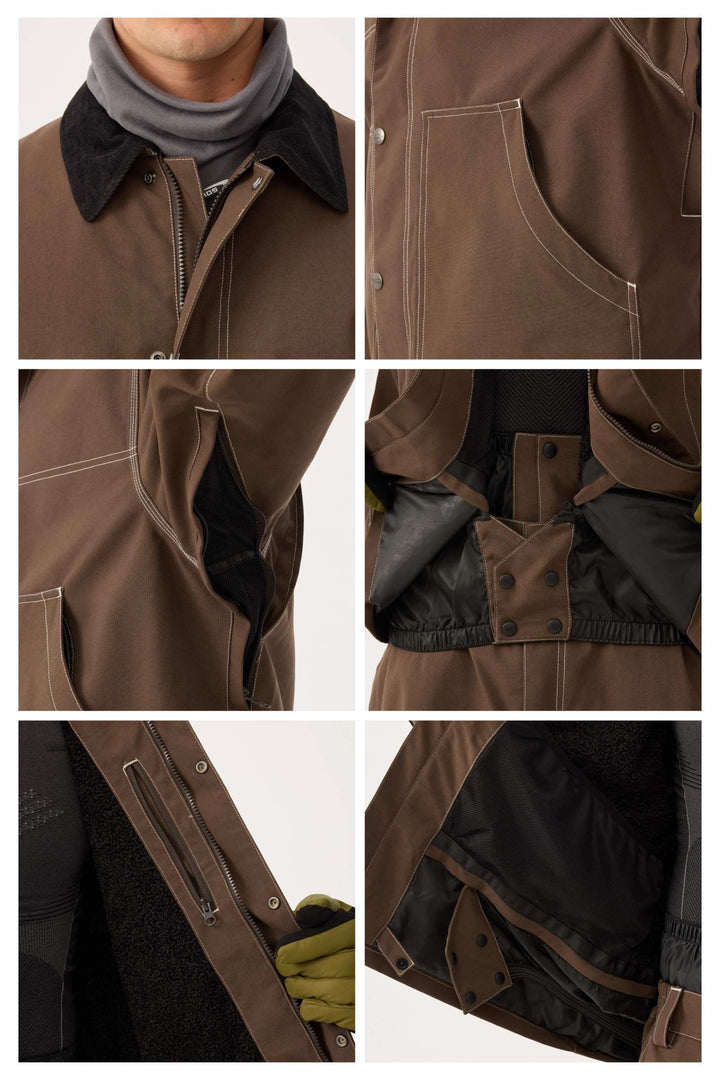 Damska kurtka śnieżna w kolorze czarnym, pudełkowa, robocza Heritage, z kontrastowymi przeszyciami