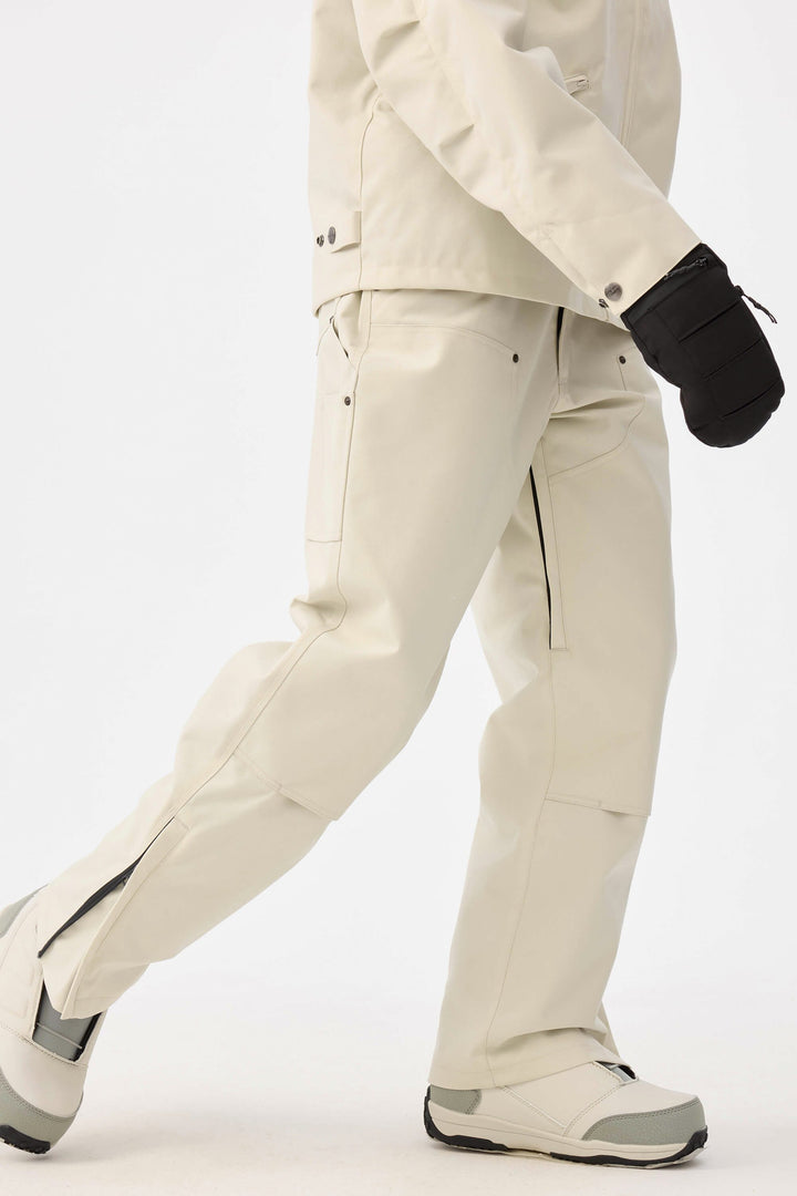Women's Off White Straight-Leg Double-Front Snow Pants