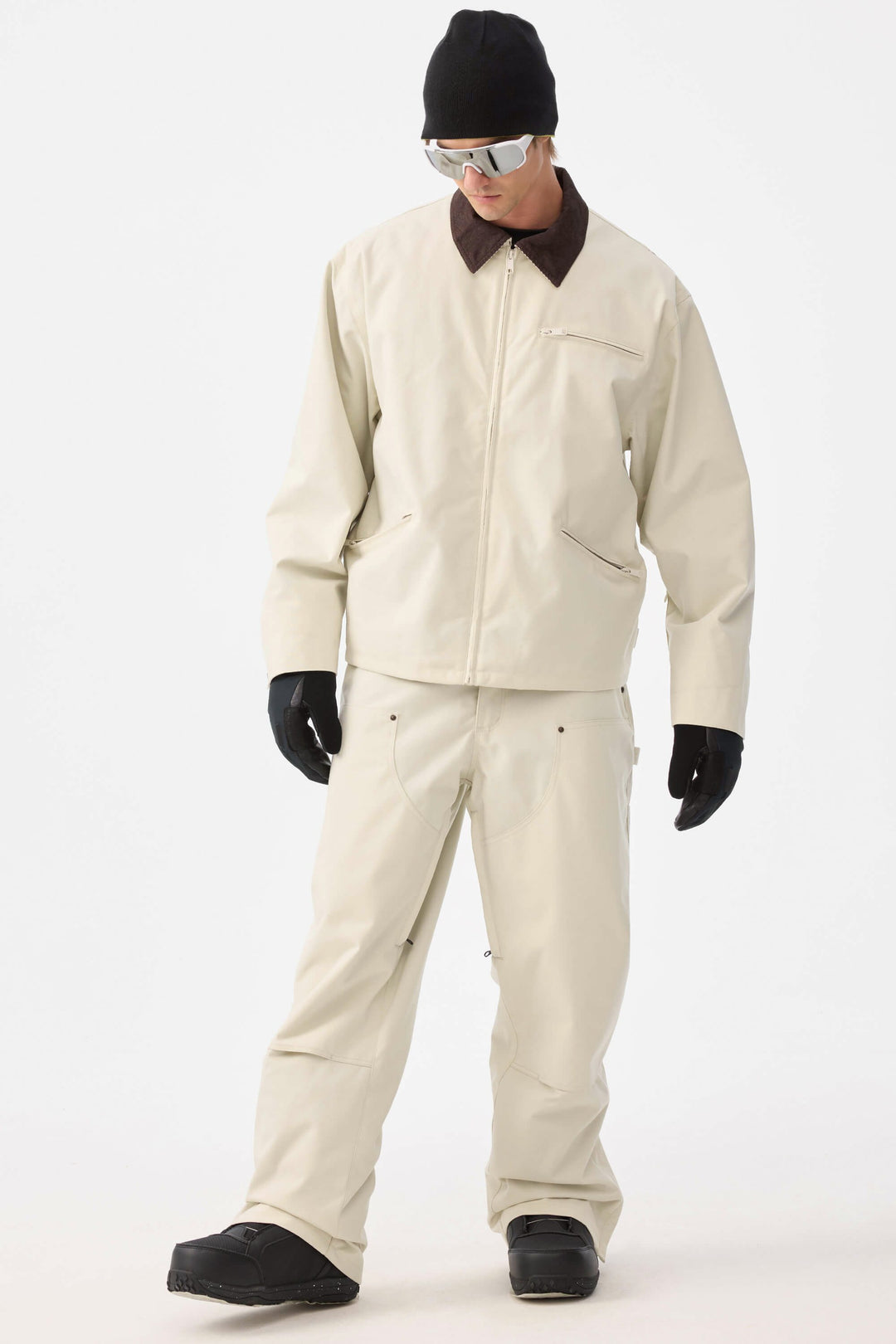 Svarta herrbyxor med raka ben och dubbel framsida