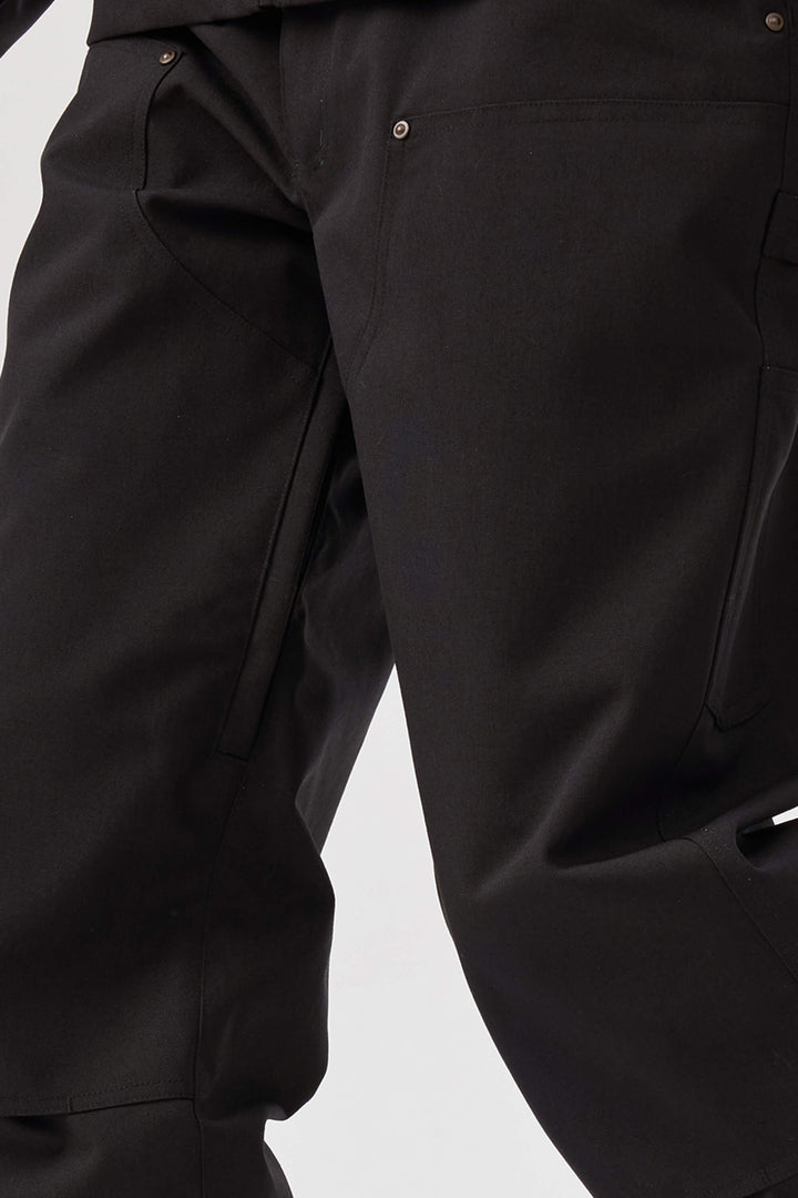 Damskie czarne spodnie śnieżne z prostymi nogawkami i podwójnym przodem