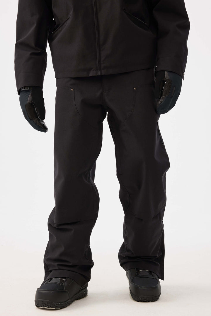 Svarta herrbyxor med raka ben och dubbel framsida