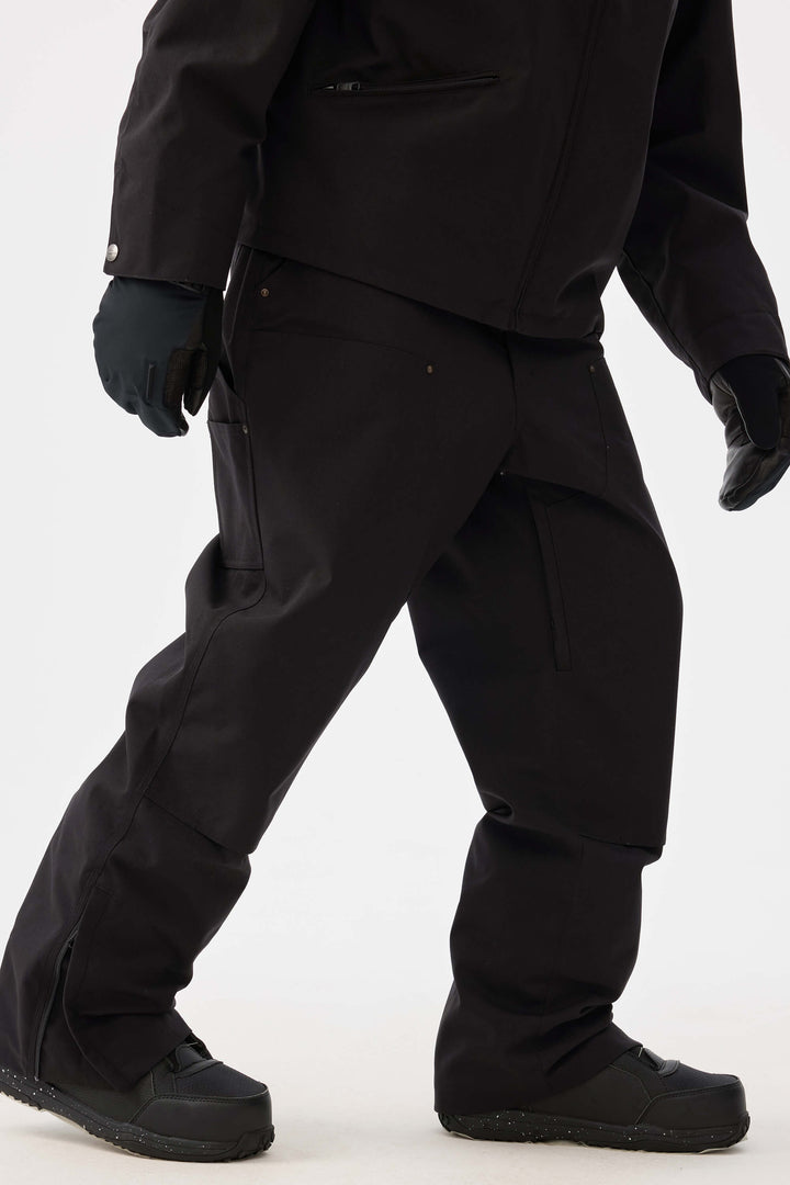 Svarta herrbyxor med raka ben och dubbel framsida