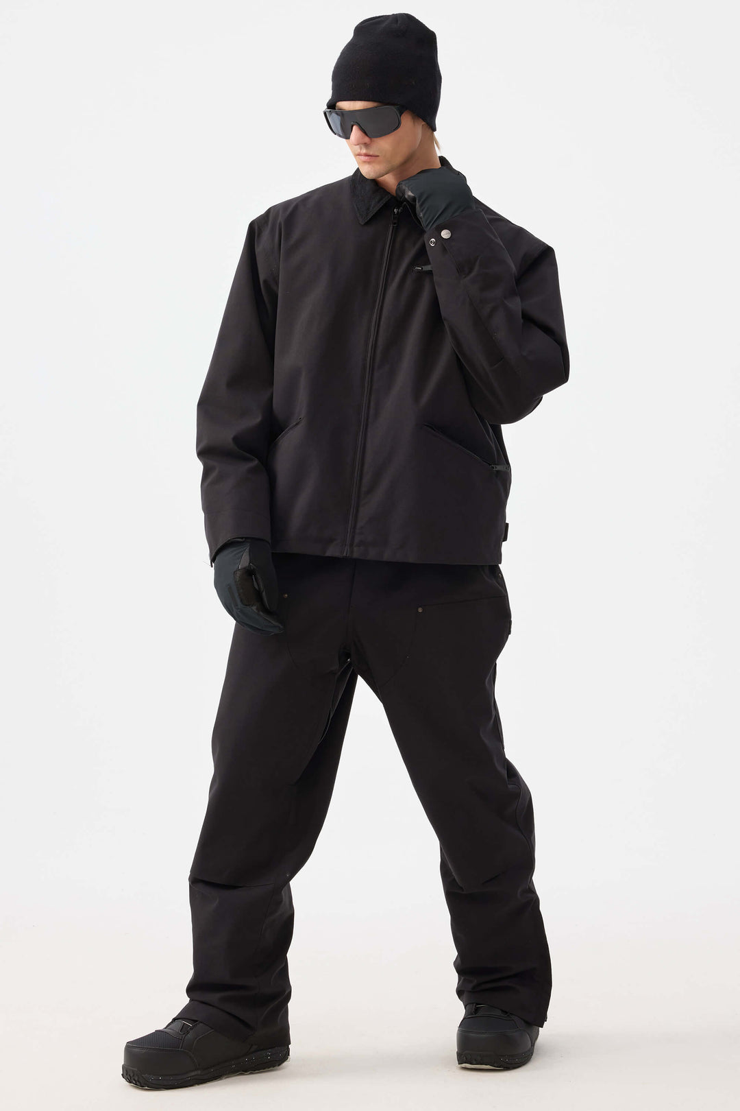 Svarta herrbyxor med raka ben och dubbel framsida