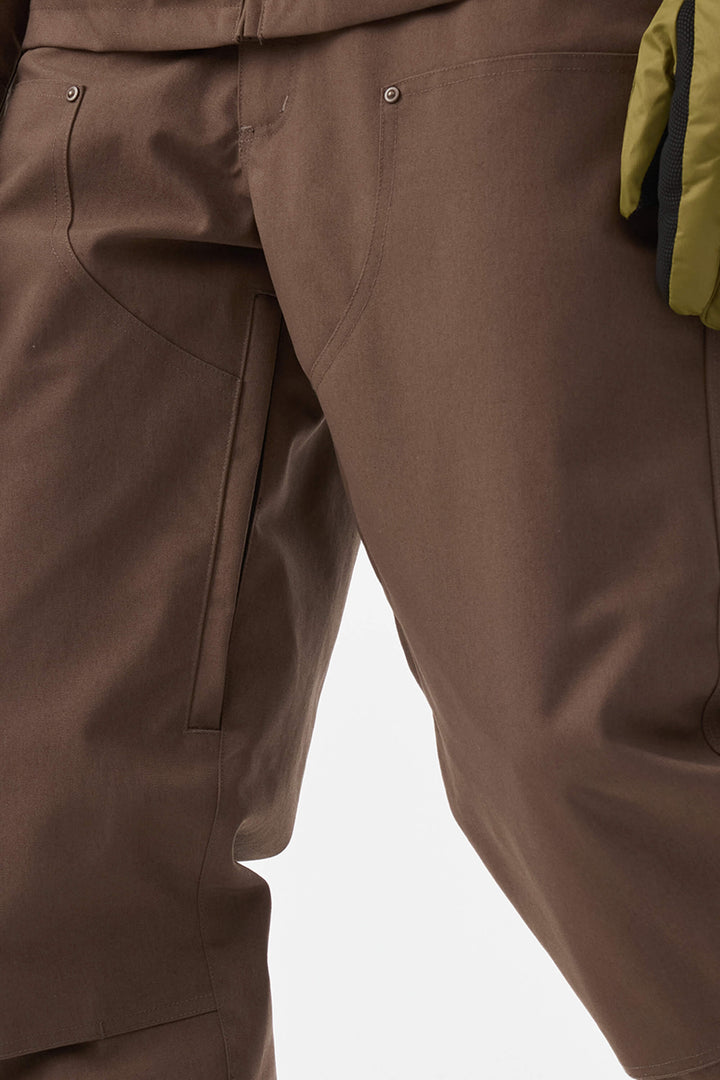 Damskie spodnie śnieżne Coffee z prostymi nogawkami i podwójnym przodem