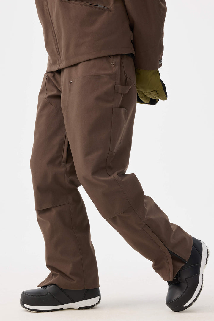Damskie spodnie śnieżne Coffee z prostymi nogawkami i podwójnym przodem
