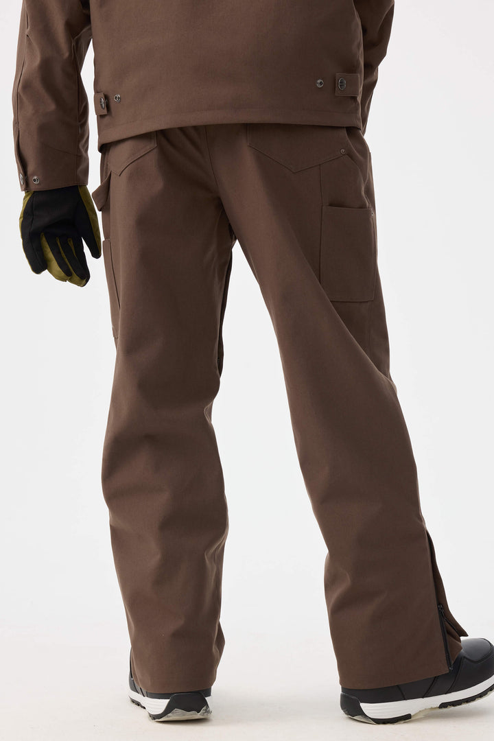 Damskie spodnie śnieżne Coffee z prostymi nogawkami i podwójnym przodem