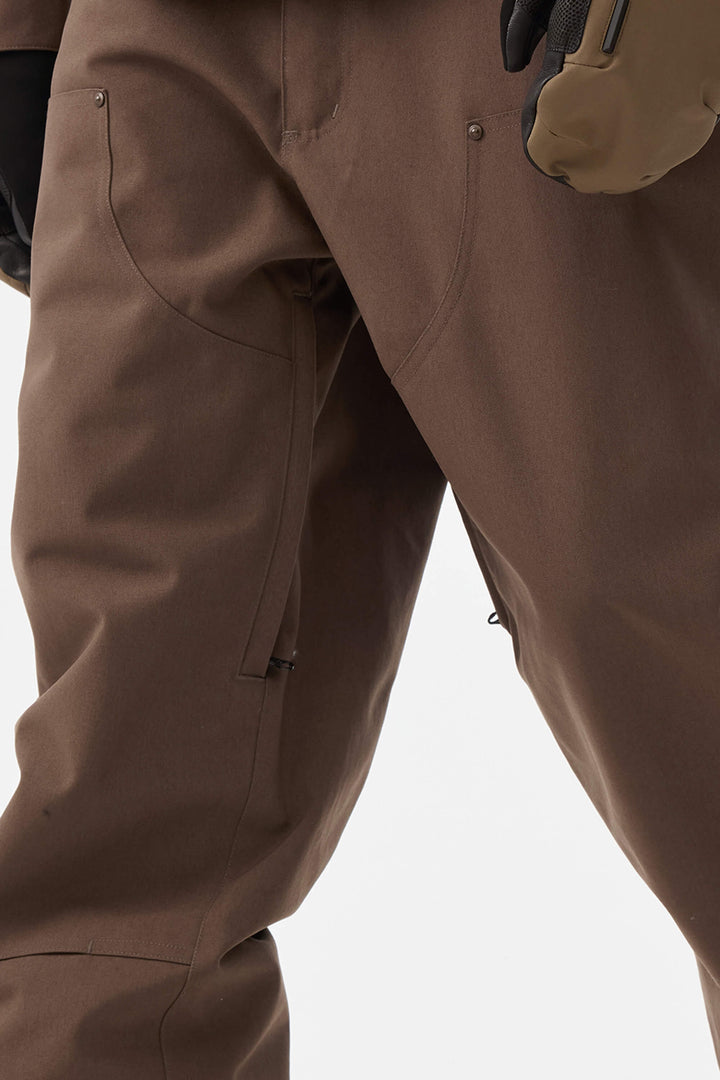 Men's Coffee Straight-Leg Double-Front Snow Pants