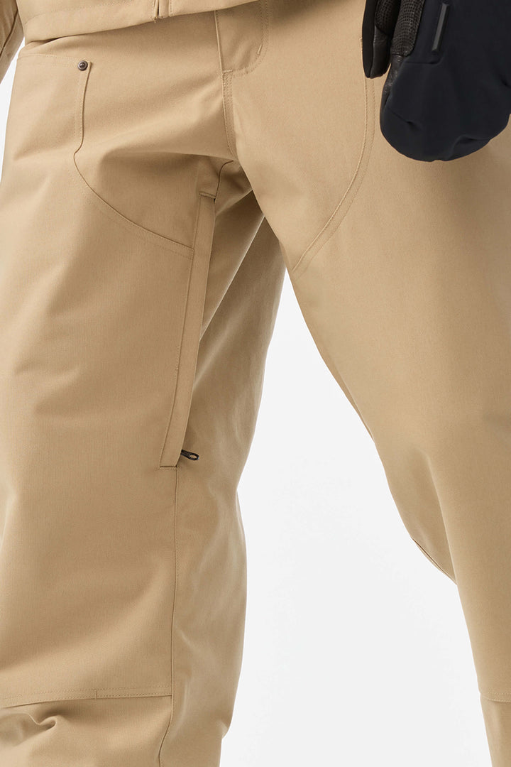Khaki rechte herensneeuwbroek met dubbele voorkant