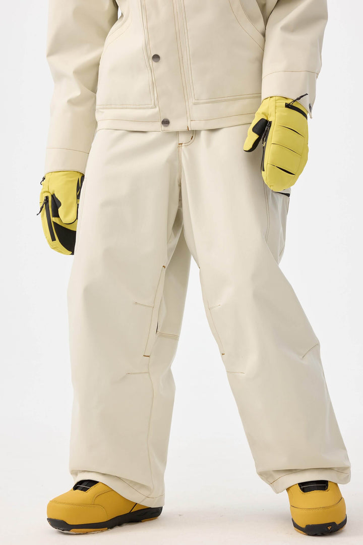 Naisten khakinväriset strukturoidut Heritage-työhousut kontrastitikkaustekniikalla