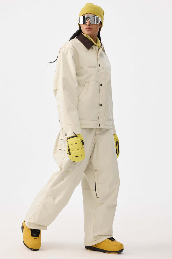 Naisten khakinväriset strukturoidut Heritage-työhousut kontrastitikkaustekniikalla