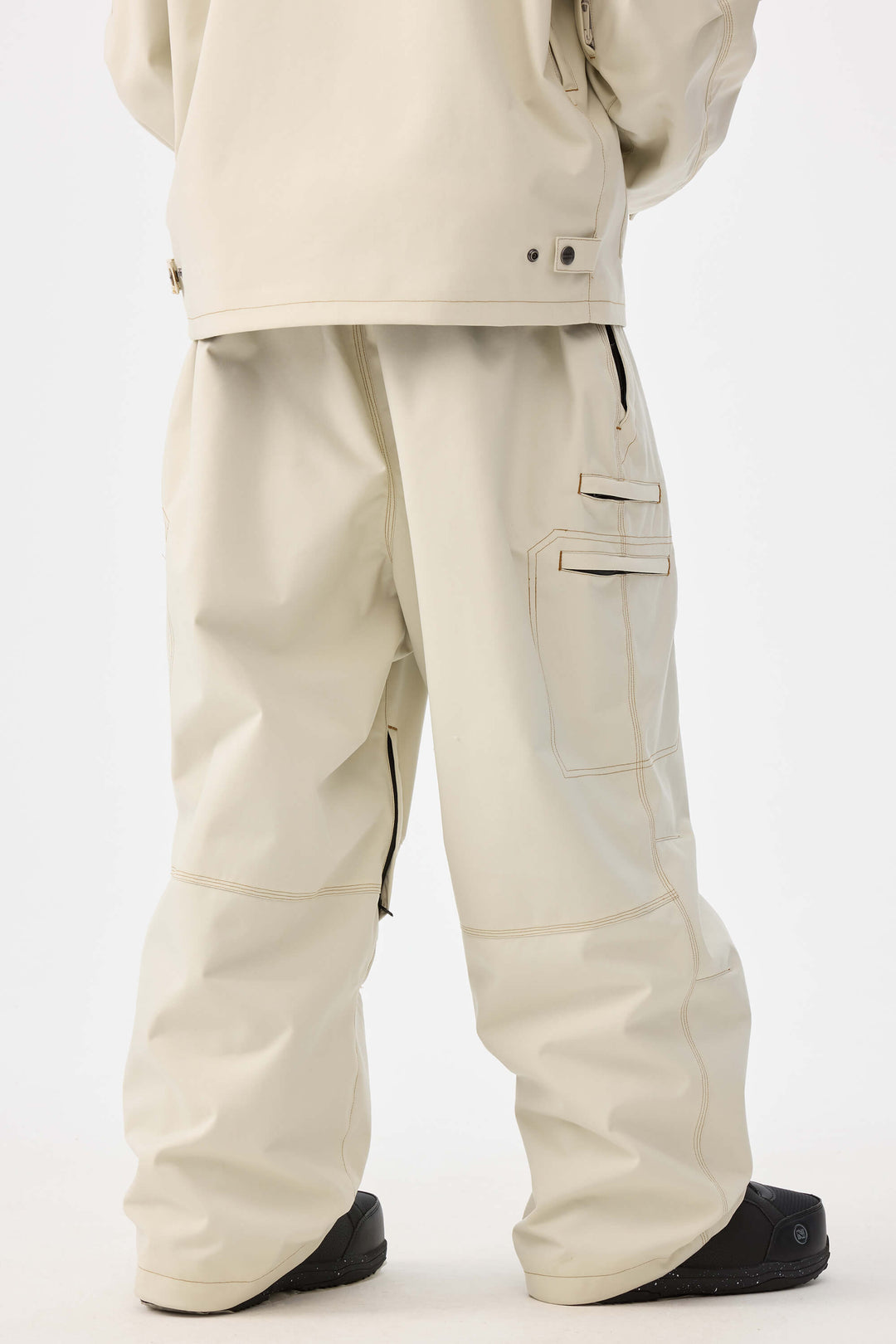 Heren Off White Structured Workwear Heritage Contrasterende Stiksels Sneeuwbroek