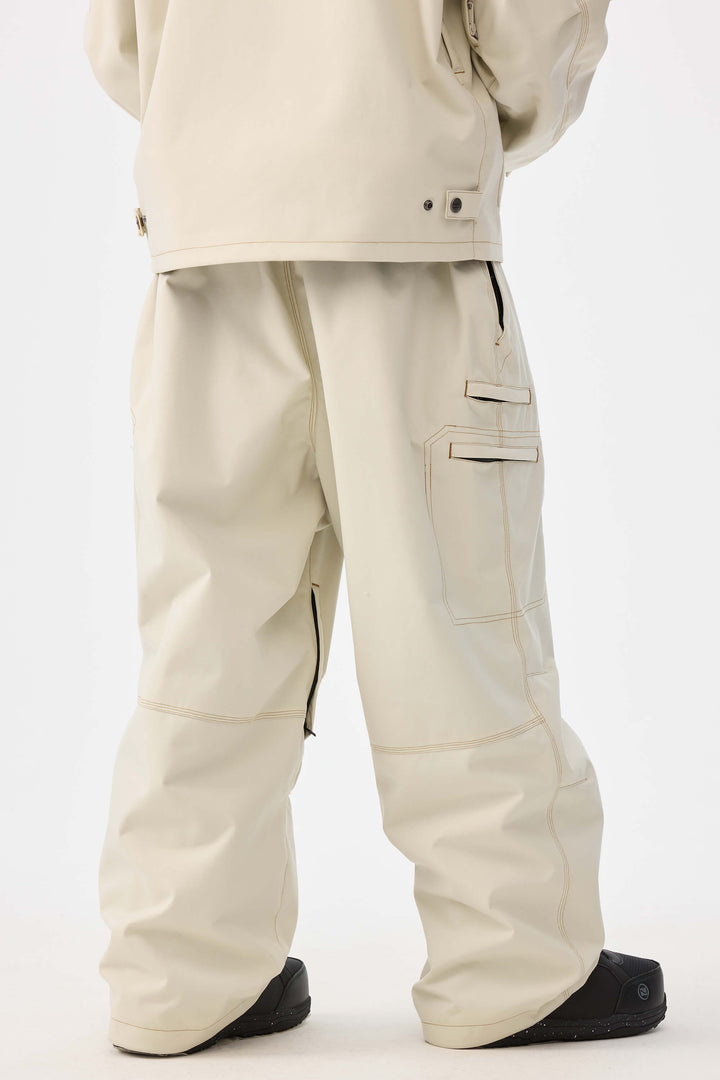 Heren Off White Structured Workwear Heritage Contrasterende Stiksels Sneeuwbroek