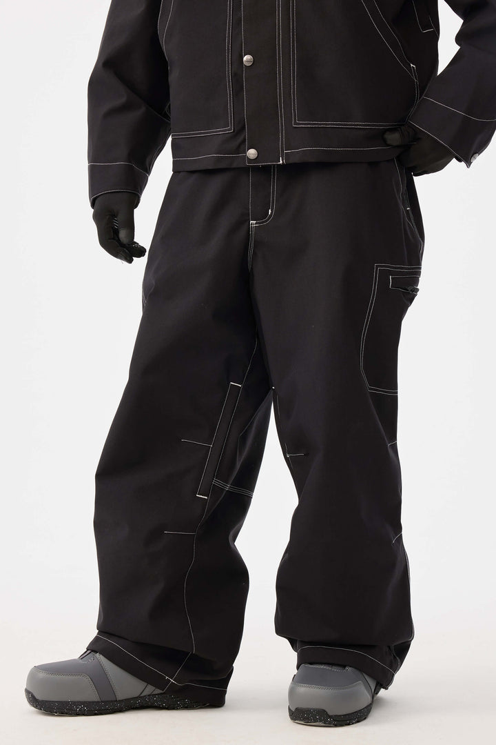 Heren Off White Structured Workwear Heritage Contrasterende Stiksels Sneeuwbroek