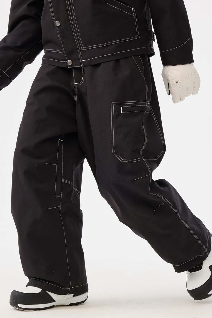 Naisten khakinväriset strukturoidut Heritage-työhousut kontrastitikkaustekniikalla