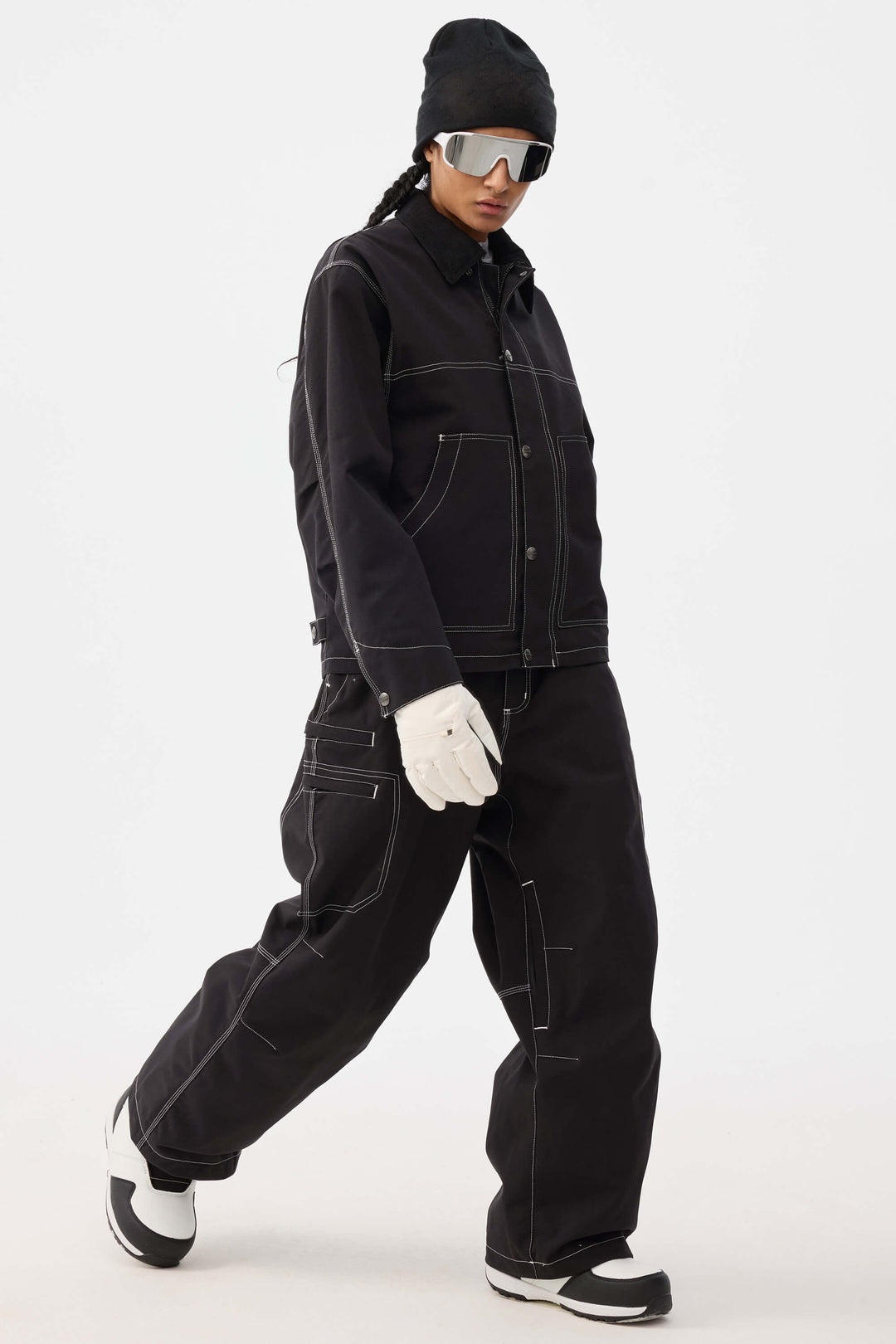 Naisten khakinväriset strukturoidut Heritage-työhousut kontrastitikkaustekniikalla